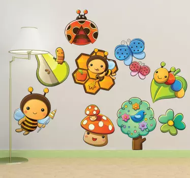 Sticker enfant insectes et fleurs - TenStickers