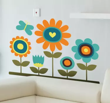 Sticker fleur enfant jardin papillon - TenStickers