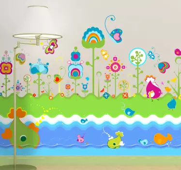 Sticker enfant mer baleine - TenStickers