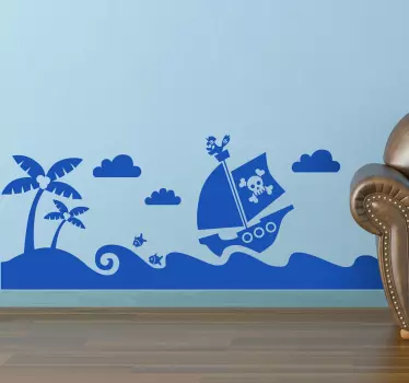 Sticker enfant navire de pirates - TenStickers