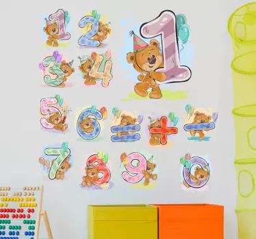 Sticker enfant numéro ours - TenStickers