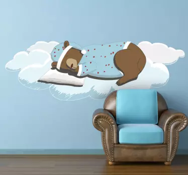 Sticker chambre bébé ours sommeil - TenStickers