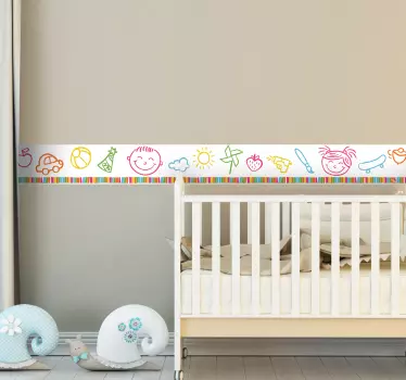 Sticker enfants frise dessins - TenStickers