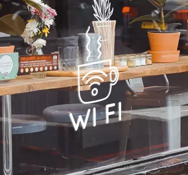 Vitrophanie symbole wifi pour café - TenStickers