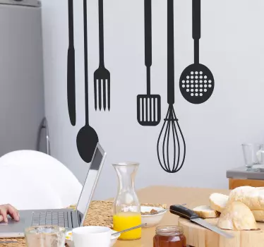 Sticker cuisine ustensiles suspendus - TenStickers