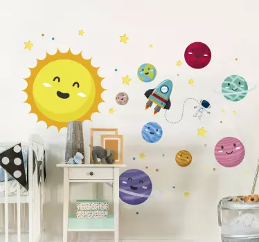 Sticker espace dessin système solaire - TenStickers