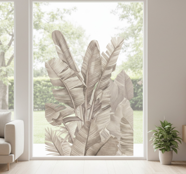 Sticker fenêtre feuilles de palmier beige - TenStickers