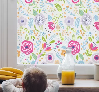 Sticker fenêtre motif fleurs colorées - TenStickers