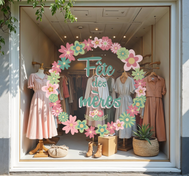 Sticker vitrine fleurs rondes pour la fête des mères - TenStickers