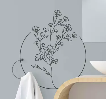 Sticker fleur arrangement botanique rond - TenStickers