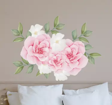 Sticker fleur arrangement de roses roses - TenStickers