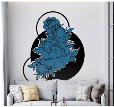 Sticker fleur arrangement floral bleu - TenStickers