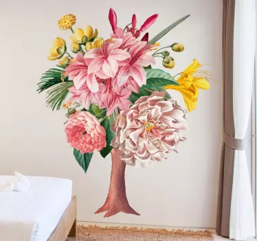 Sticker fleur arrangement floral d'arbre - TenStickers