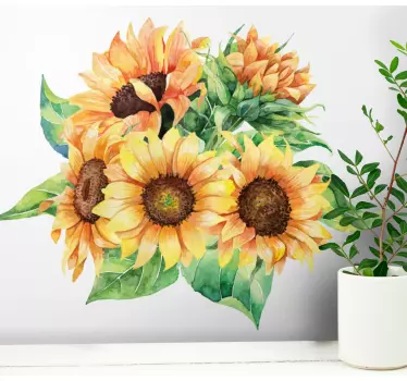 Sticker fleur bouquet de tournesols en fleurs - TenStickers