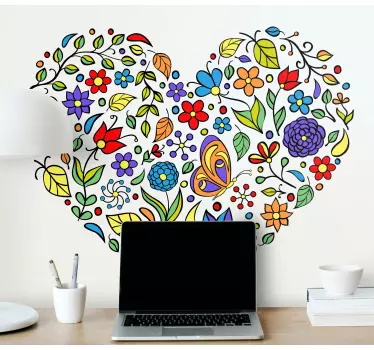 Sticker fleur cœur floral décoratif - TenStickers
