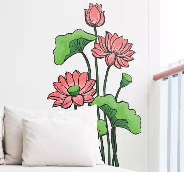 Sticker fleur composition de fleurs de lotus - TenStickers
