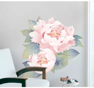 Sticker fleur composition de fleurs de pivoine - TenStickers