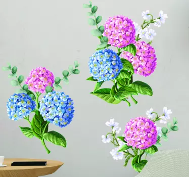 Sticker fleur arrangement bleu et rose - TenStickers