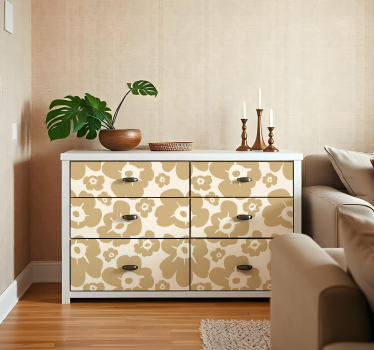 Sticker fleurs coquelicots beiges - TenStickers
