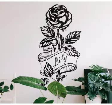 Sticker fleur décoration rose noire - TenStickers
