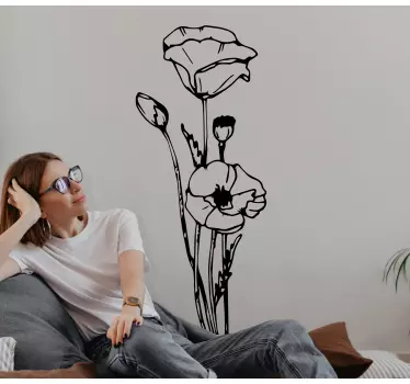 Sticker fleur design floral en contour - TenStickers