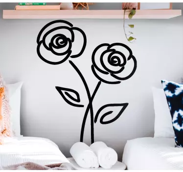 Sticker fleur design rose minimaliste - TenStickers