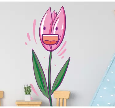 Sticker fleur design tulipe joyeuse - TenStickers