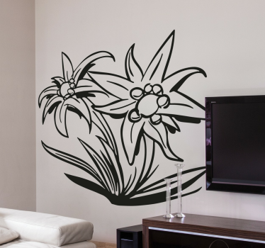 Sticker fleur mural salon Edelweiss - TenStickers