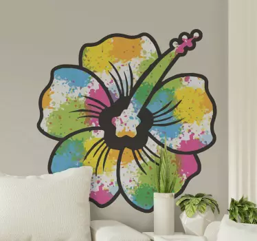 Sticker fleur fleur d'hibiscus colorée - TenStickers
