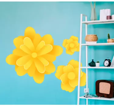 Sticker fleur fleurs jaunes brillantes - TenStickers