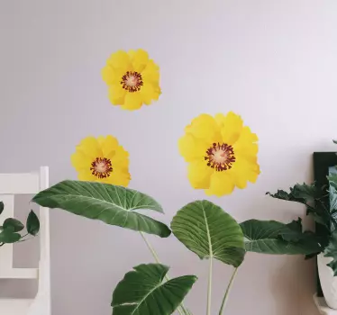 Sticker fleur fleurs jaunes Éclatantes - TenStickers