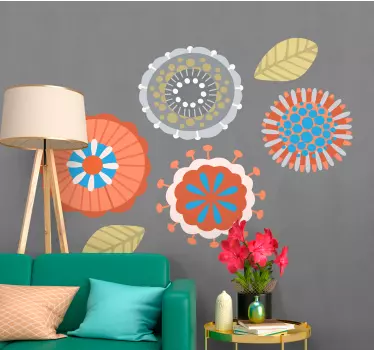 Sticker fleur formes florales colorées - TenStickers