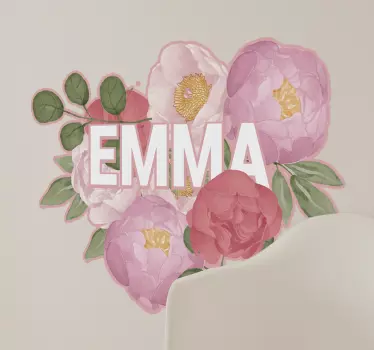 Sticker fleur motif de coeur floral - TenStickers
