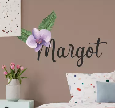 Sticker fleur orchidée prénom personnalisé - TenStickers