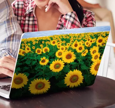 Sticker Photo Murale Ordinateur Portable Tournesols - TenStickers