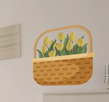 Sticker fleur panier de tulipes - TenStickers