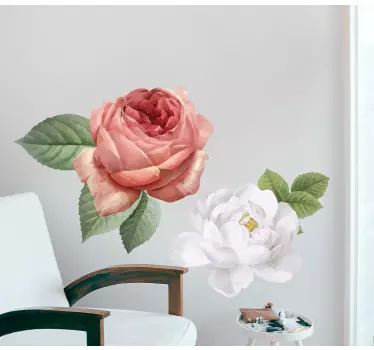 Sticker fleur pêches et blancs en fleur - TenStickers