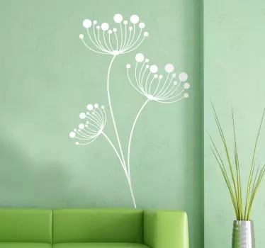 Sticker mural salon fleurs pissenlits monochromes - TenStickers