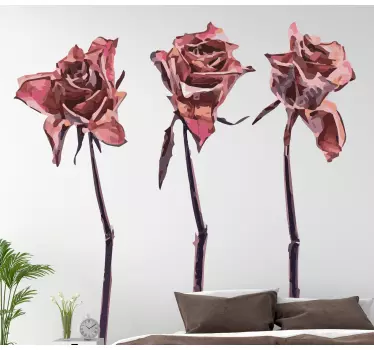 Sticker fleur roses roses Élégantes pink - TenStickers