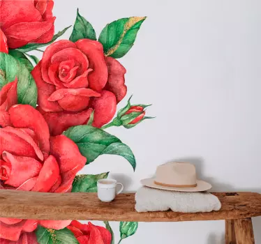 Sticker fleur roses rouges éclatantes - TenStickers