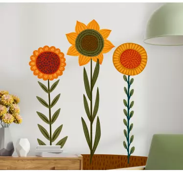 Sticker fleur trio floral rayonnant - TenStickers