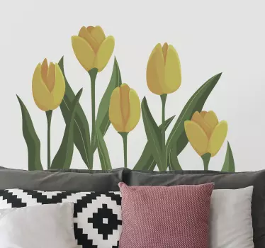 Sticker fleur tulipes jaunes élégantes - TenStickers