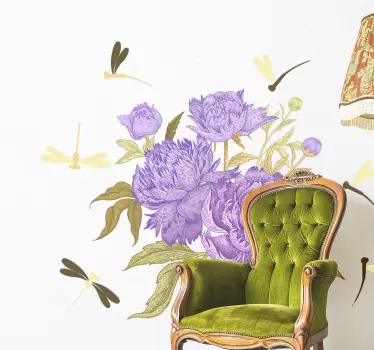 Sticker fleurs et plantes arrangement de pivoines lavande - TenStickers