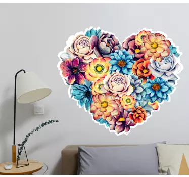 Sticker fleurs et plantes arrangement floral cœur - TenStickers
