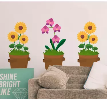 Sticker fleurs et plantes arrangement floral en pot - TenStickers