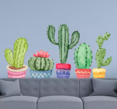 Sticker fleurs et plantes assortiment de cactus - TenStickers