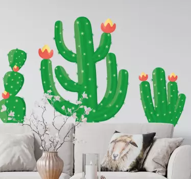 Sticker fleurs et plantes composition de cactus vibrant - TenStickers