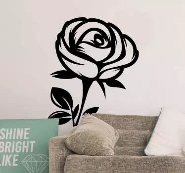 Sticker fleur rose élégante et monocolore - TenStickers