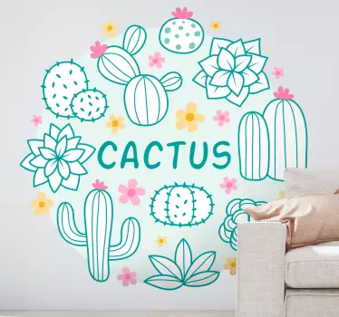 Sticker fleurs et plantes Éléments floraux cactus - TenStickers