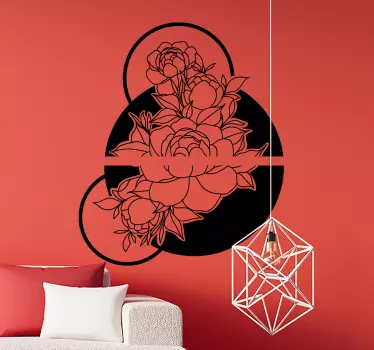 Sticker fleur conception circulaire monochrome - TenStickers